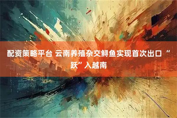 配资策略平台 云南养殖杂交鲟鱼实现首次出口 “跃”入越南